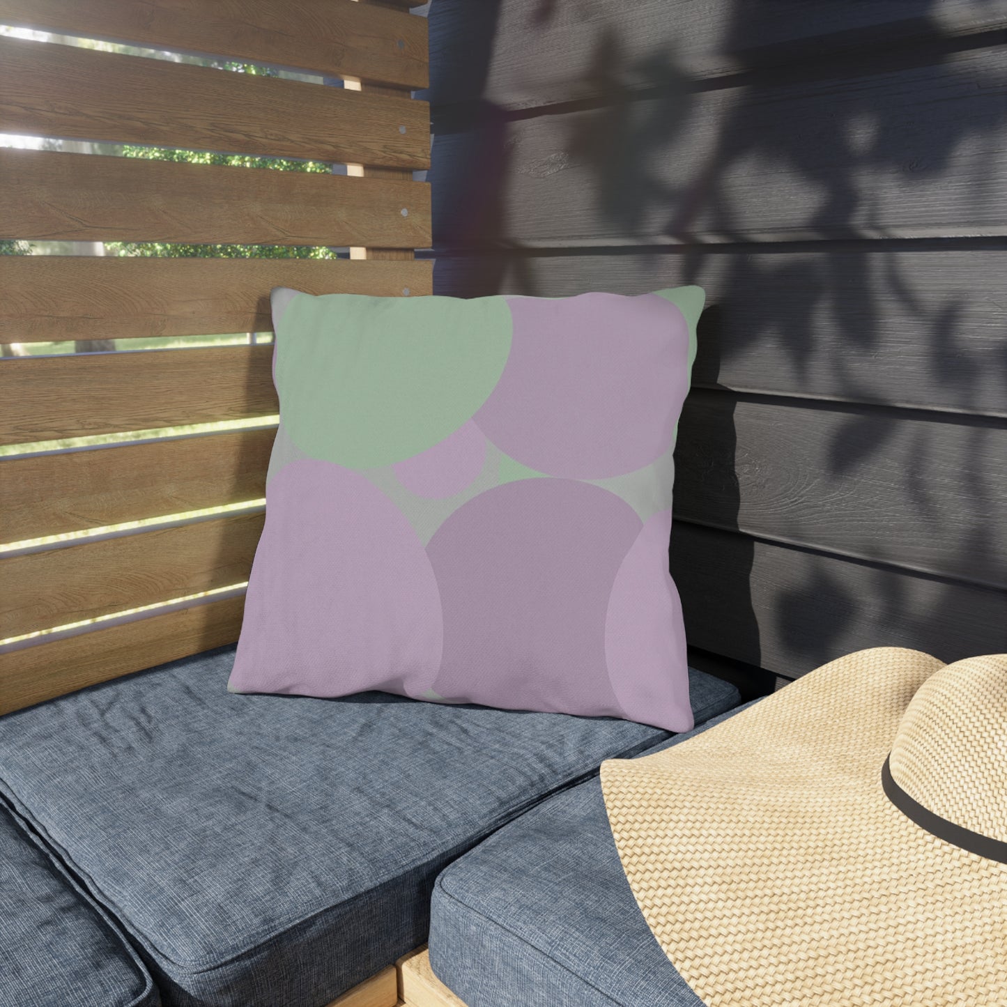 Pastel Lavender Purple and Soft Green Patches 16" x 16" Outdoor Pillows