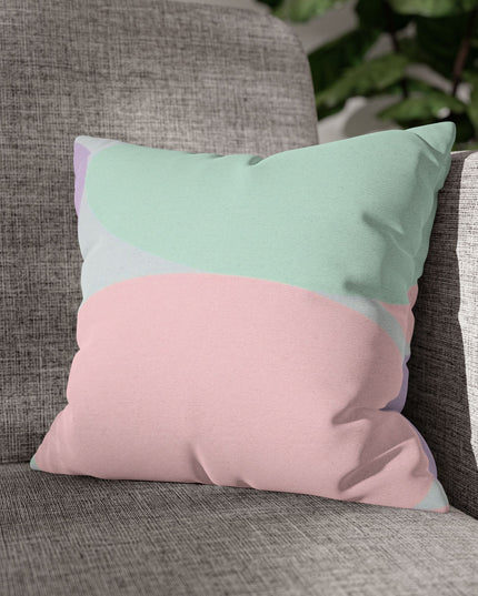 Pastel Peach and Soft Green Patches Spun Polyester Square Pillowcase, 14" x 14"