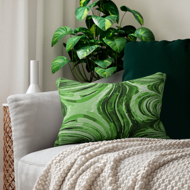 Uzi Spiral Mint Pastel Spun Polyester Lumbar Pillow, 20" x 14"