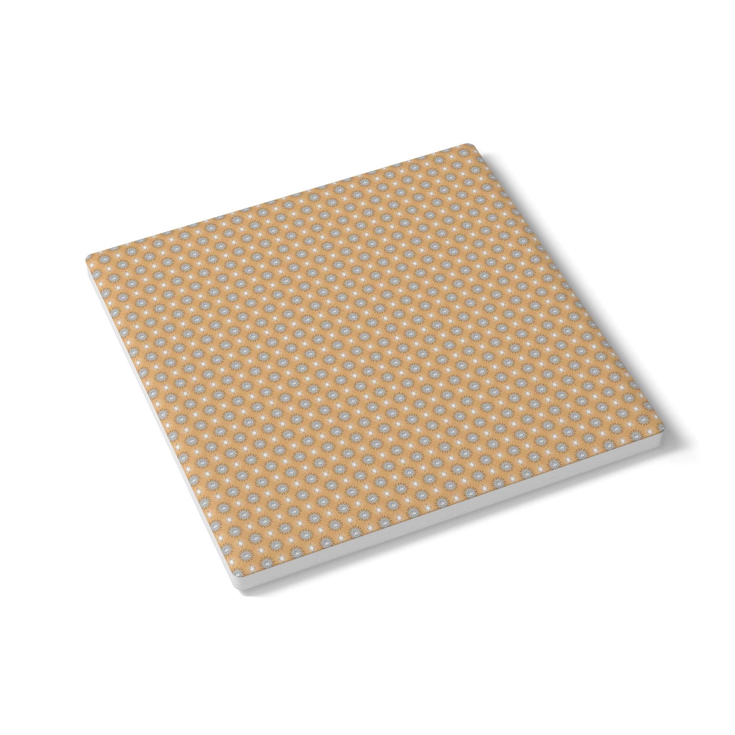Tan Sunset Star-crossed Bodies Square Ceramic Coaster, 4" x 4"