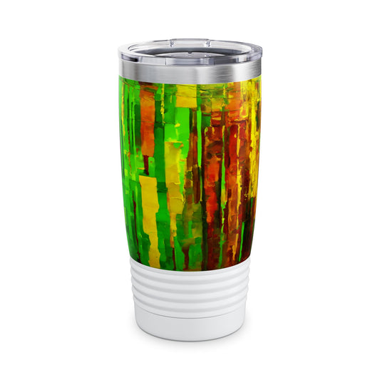 Striped Beta Ringneck Tumbler, 20oz in white, steel and black