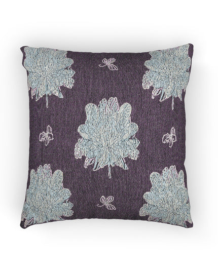 Blue Floral Butterflies Woven Pillow, 17" x 18"