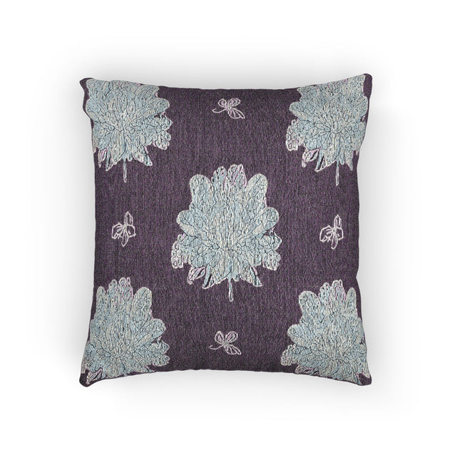 Blue Floral Butterflies Woven Pillow, 17" x 18"