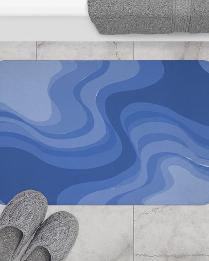 Deep Blue Wavey 34" x 21" Bath Mat