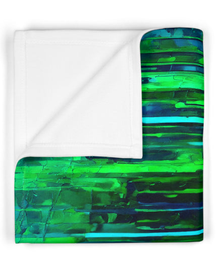 Striped Blue Green Fleece Baby Blanket, 30" x 40"