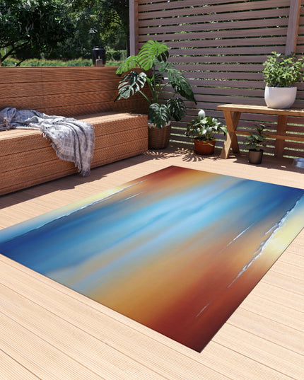 Blue Sea Red Orange Fog Outdoor Rug, 60" x 84"
