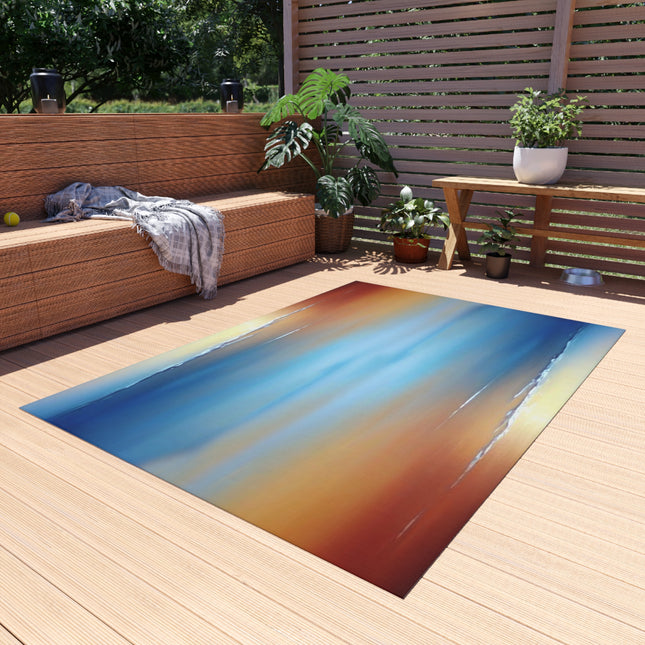 Blue Sea Red Orange Fog Outdoor Rug, 60" x 84"