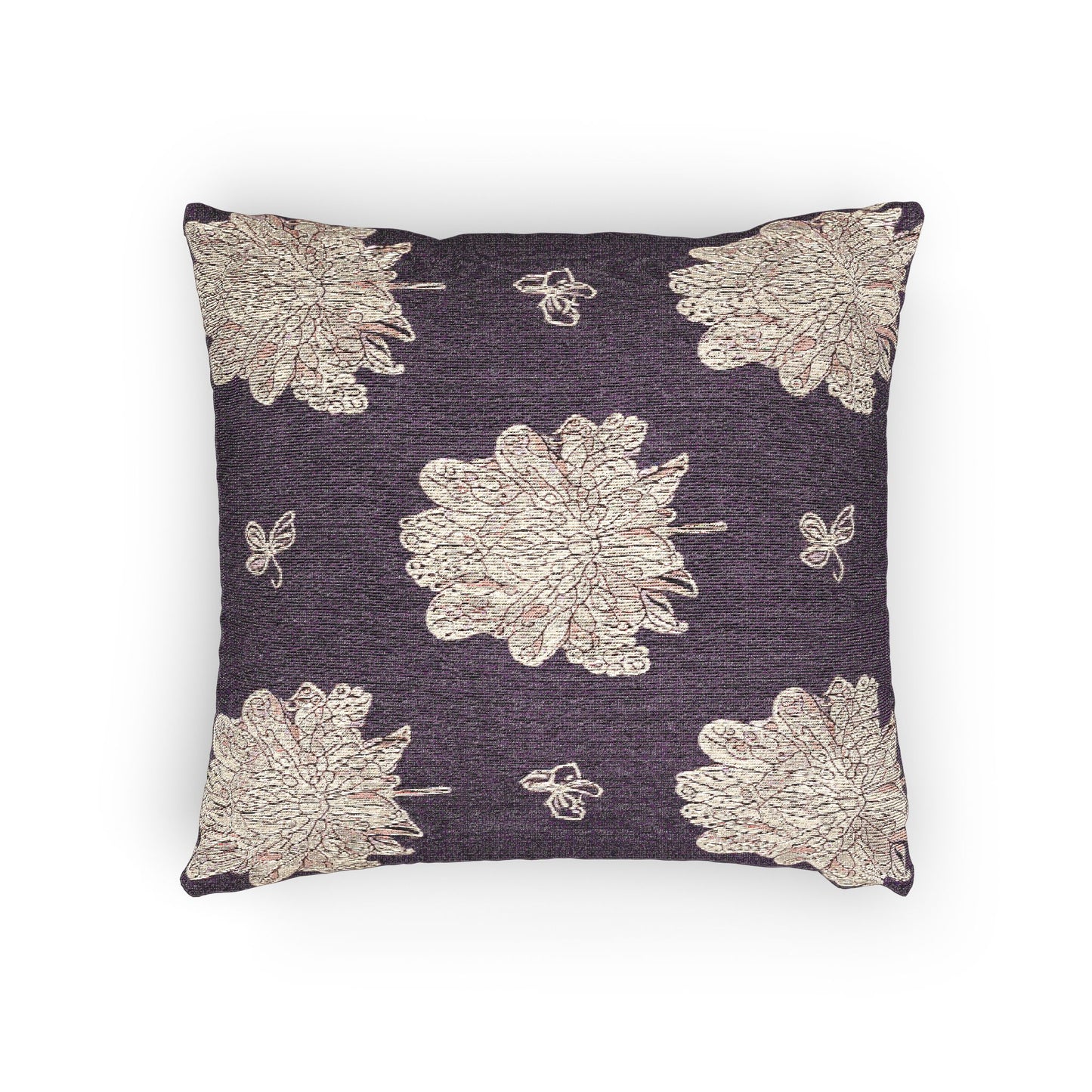 Pink Floral Butterflies Woven Pillow, 17" x 18"