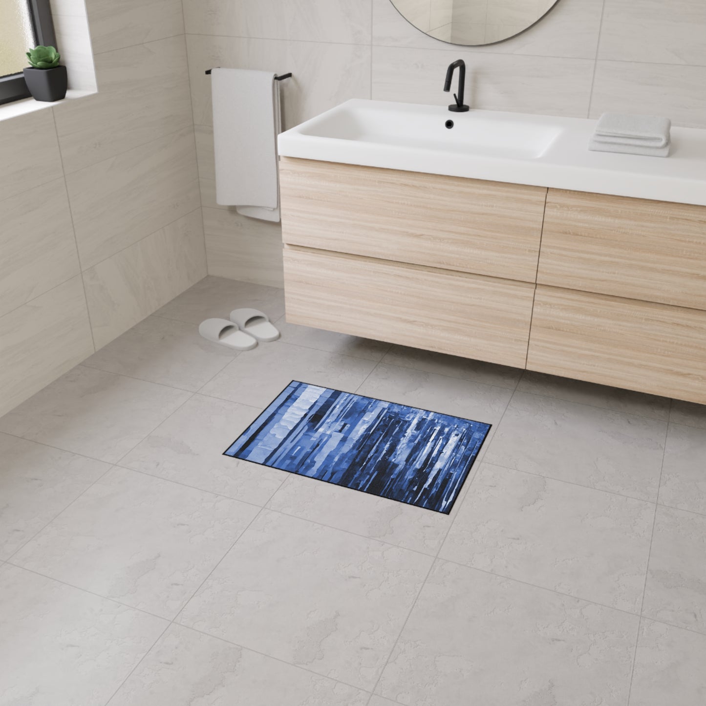 Striped Deep Blue 18" x 27" Heavy Duty Floor Mat
