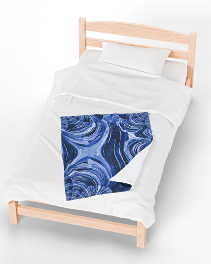 Uzi Spiral Deep Blue Velveteen Plush Blanket, 30" x 40"