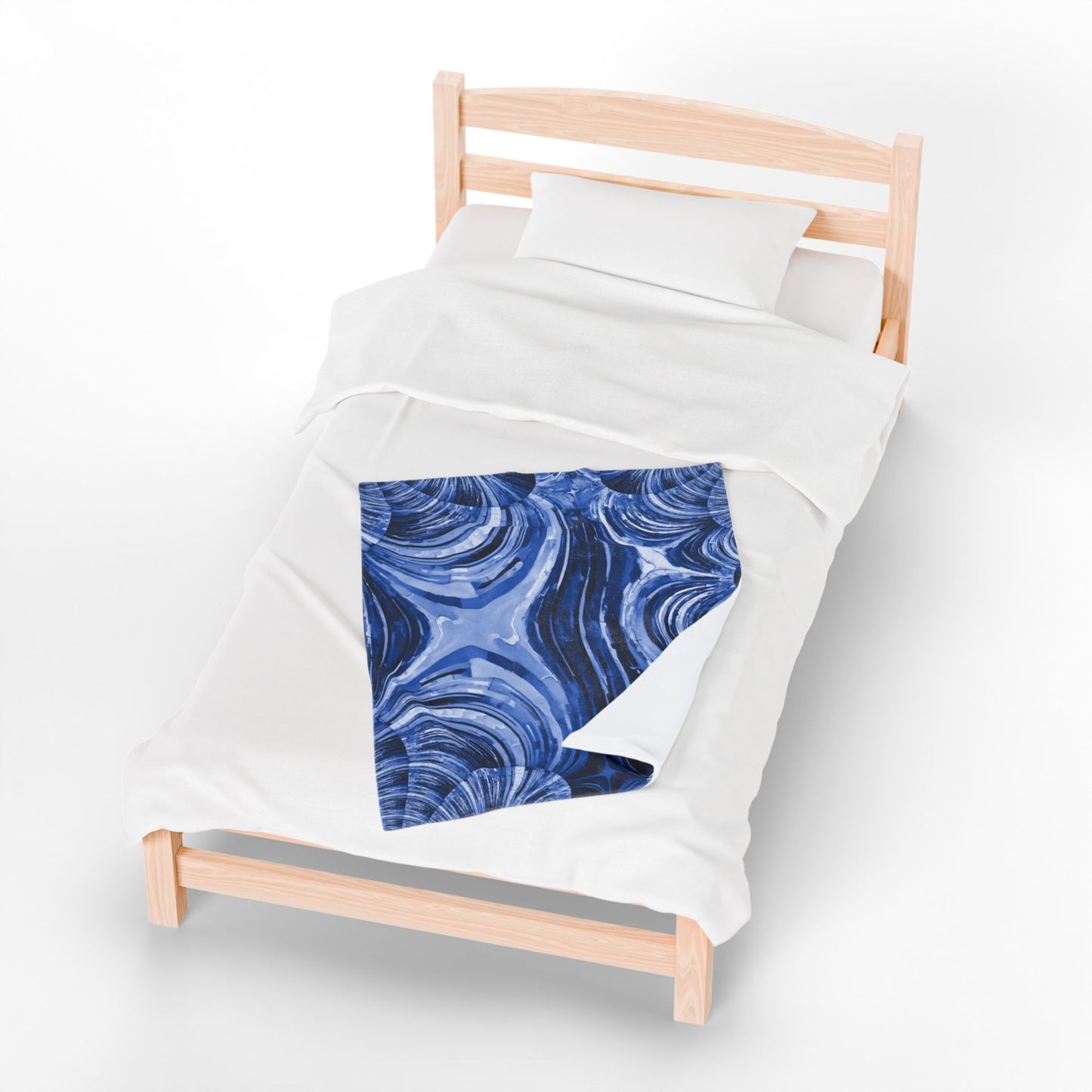 Uzi Spiral Deep Blue Velveteen Plush Blanket, 30" x 40"
