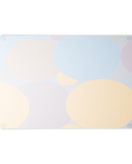 Pastel Baby Blue and Peach Patches 8" x 11" Glass Cutting Board