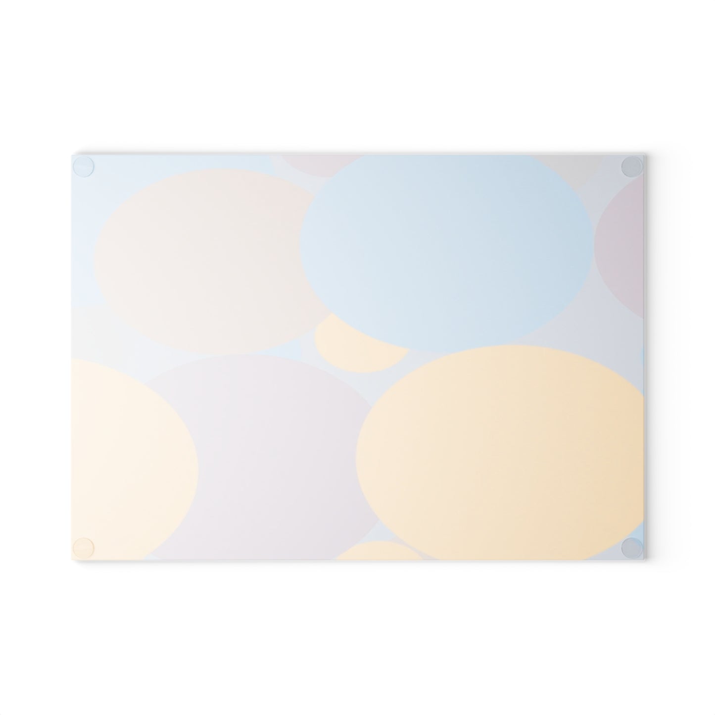 Pastel Baby Blue and Peach Patches 8" x 11" Glass Cutting Board