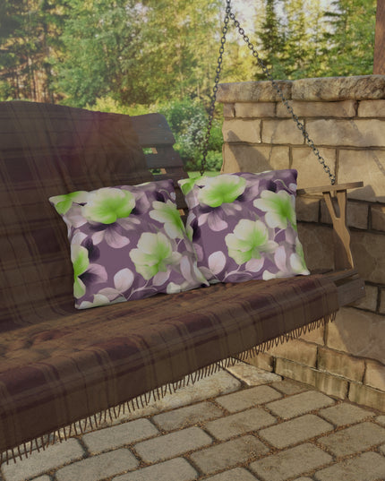 Lime Lavender Floral Bunch Outdoor Pillow, 16" x 16"