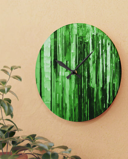 Striped Mint Pastel Acrylic Wall Clock, Round or Square, 10.75" x 10.75"