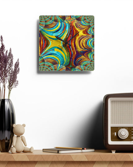 Uzi Spiral Alpha Acrylic Wall Clock, Round or Square, 10.75" x 10.75"