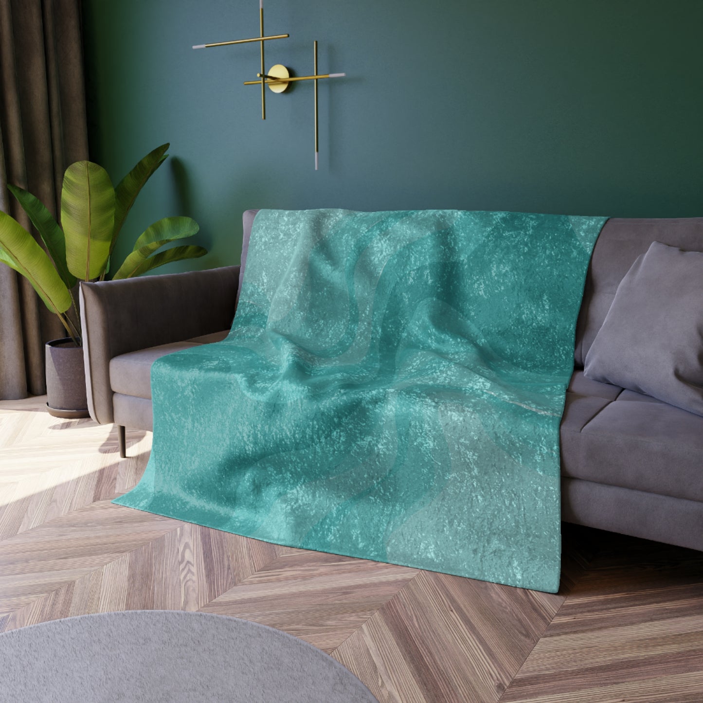 Tif Green Wavey 50" x 60" Crushed Velvet Blanket