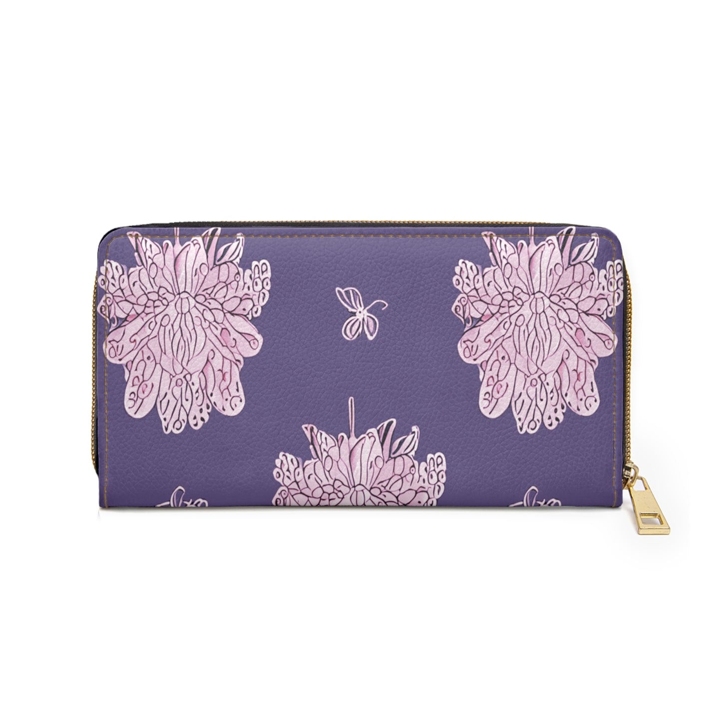 Magenta Floral Butterflies Elegant Abstract Zipper Wallet - Stylish & Functional Accessory for Everyday Use