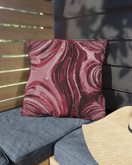 Uzi Spiral Ruby Outdoor Pillow, 18" x 18"