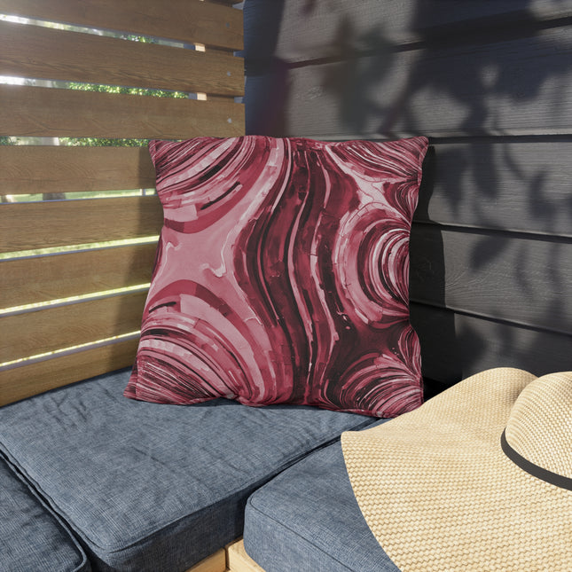 Uzi Spiral Ruby Outdoor Pillow, 18" x 18"