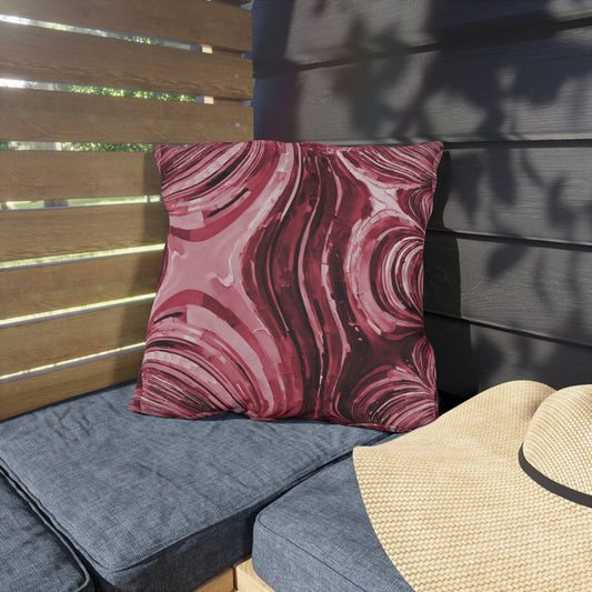 Uzi Spiral Ruby Outdoor Pillow, 18" x 18"