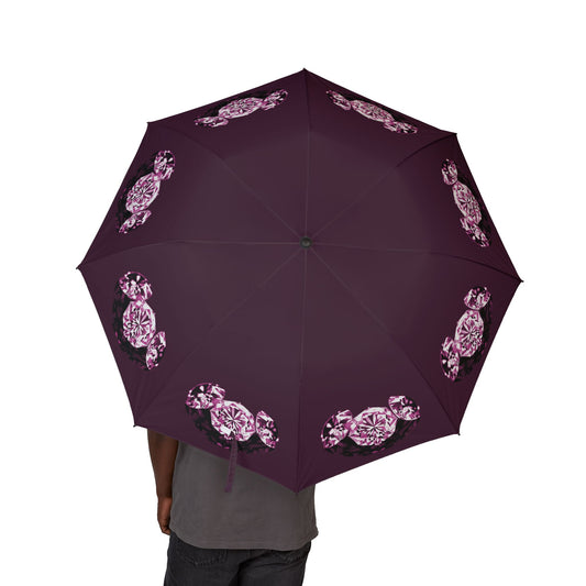 Stylish Maroon Tri-Diamonds Foldable Umbrella - Compact & Chic