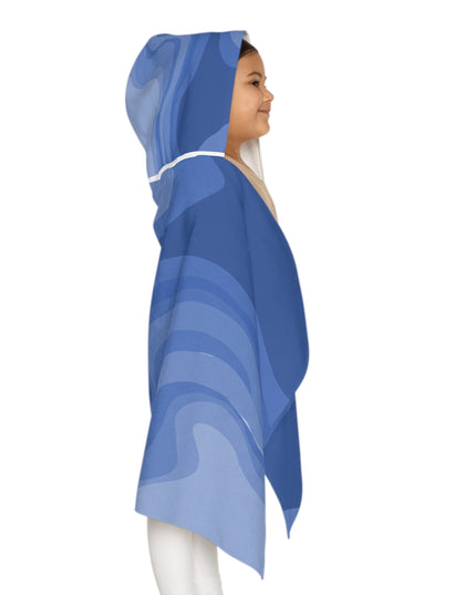 Deep Blue Wavey Youth Hooded Towel, 24" x 48"