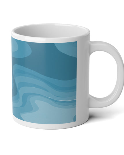 Sky Blue Wavey 20 oz White Glossy Jumbo Mug
