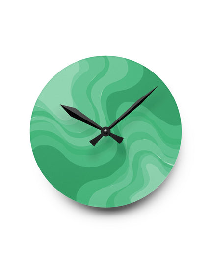 Mint Green Wavey 8" x 8" Round Acrylic Wall Clock