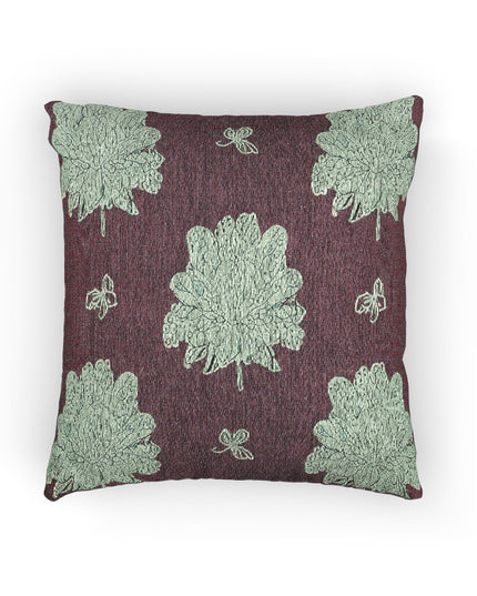 Blue Green Floral Butterflies Woven Pillow, 17" x 18"