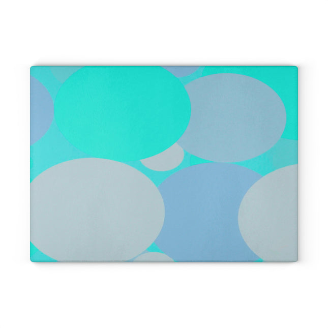 Pastel Tan and Tif Patches 11" x 15" Glass Cutting Board