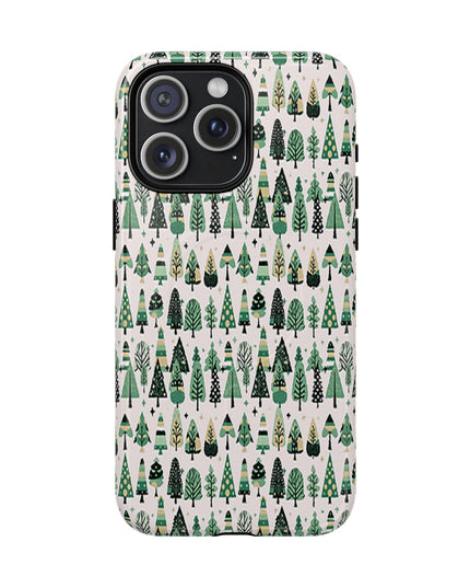 Mini Vintage Green Trees Iphone 15 Pro Max Tough Magnetic Cases