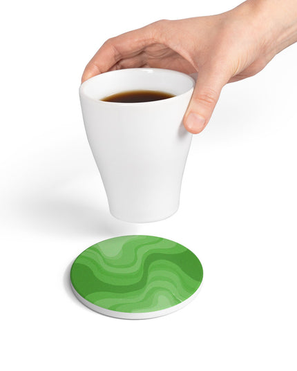 Greenie Meanie Wavey 4" x 4" Round Ceramic Coaster