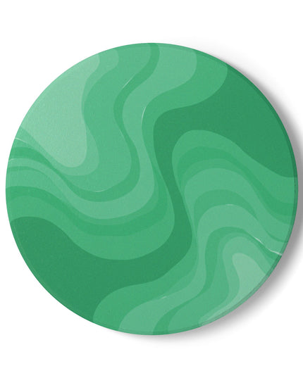 Mint Green Wavey 4" x 4" Round Ceramic Coaster