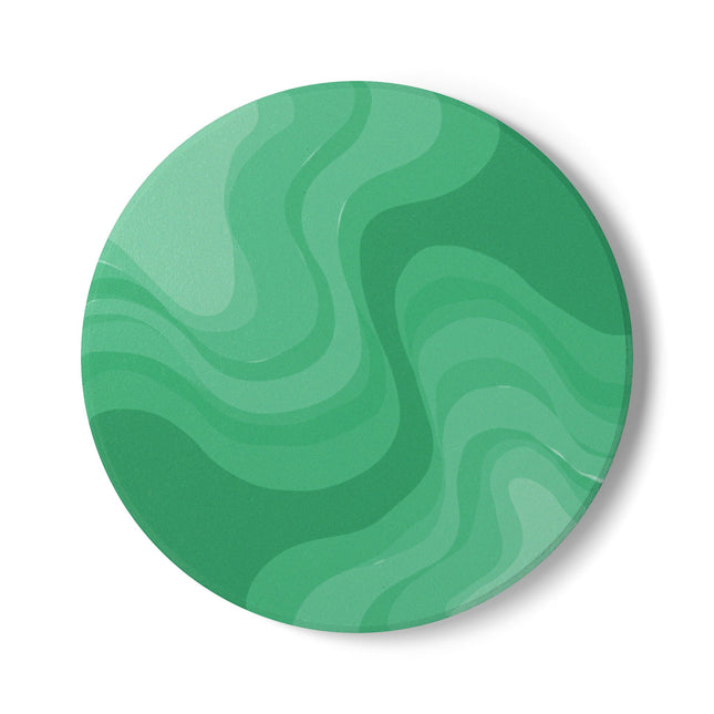 Mint Green Wavey 4" x 4" Round Ceramic Coaster