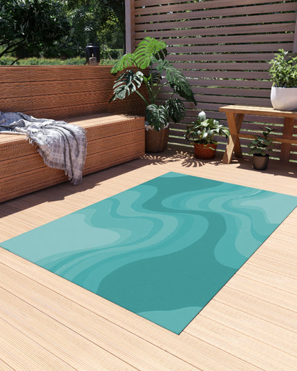Tif Green Wavey 48" x 72" Outdoor Rug