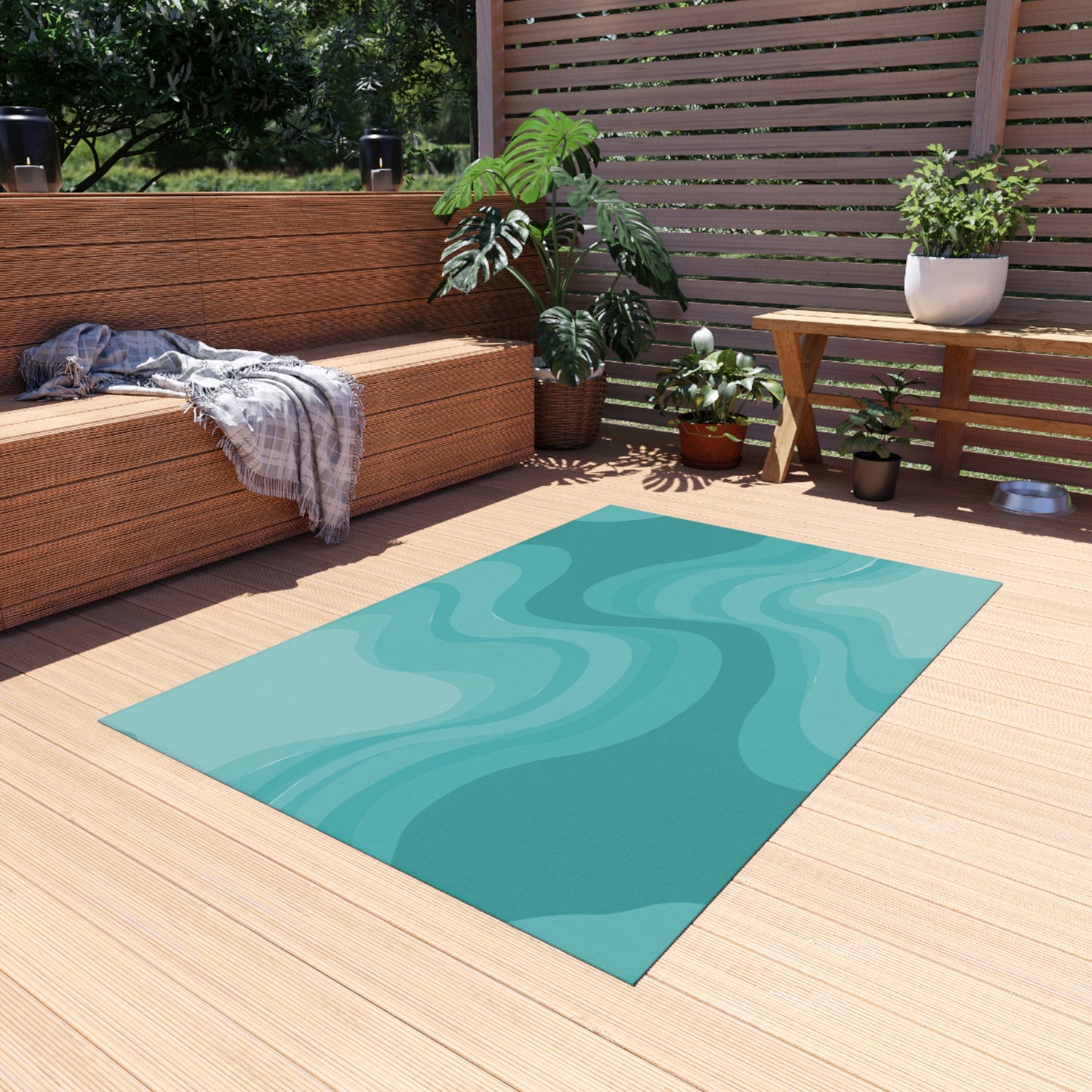 Tif Green Wavey 48" x 72" Outdoor Rug