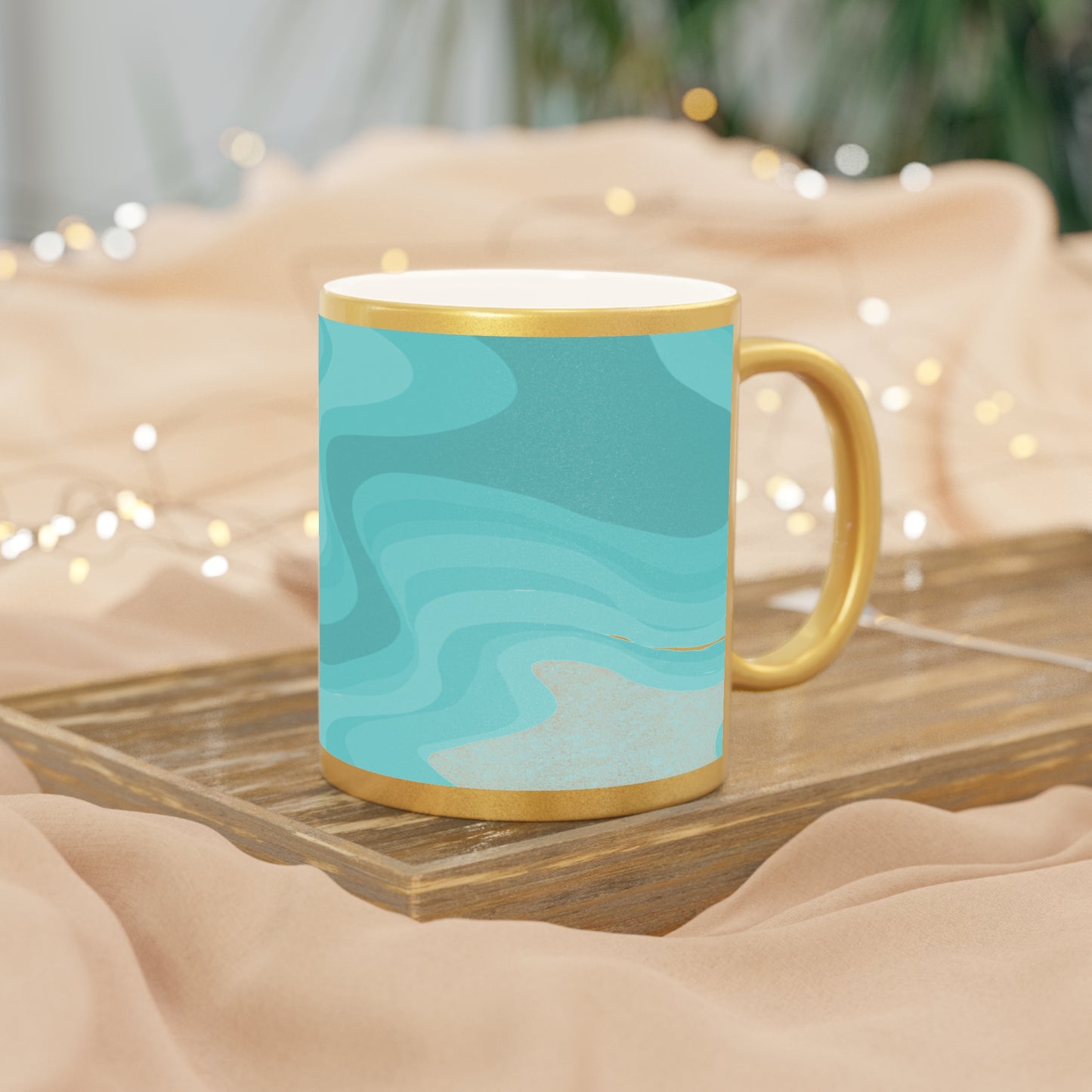 Tif Green Wavey 11 oz Metallic Mug (Silver\Gold)