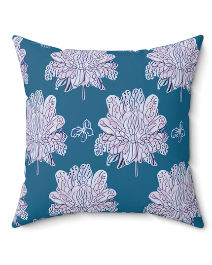 Lavender Floral Butterflies 20" x 20" Faux Suede Square Pillow