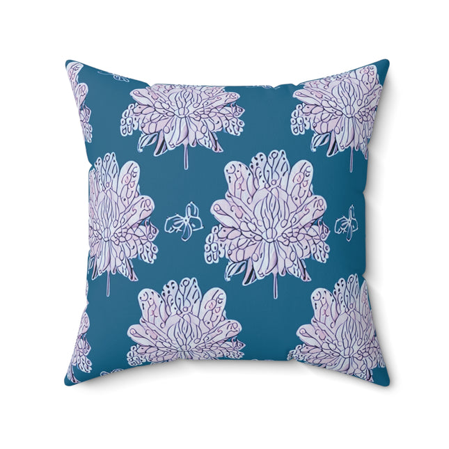 Lavender Floral Butterflies 20" x 20" Faux Suede Square Pillow