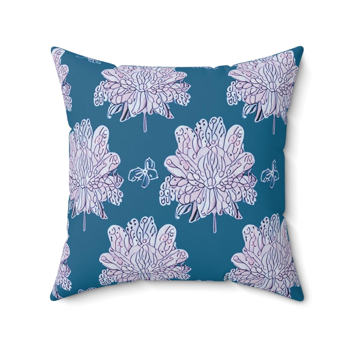 Lavender Floral Butterflies 20" x 20" Faux Suede Square Pillow