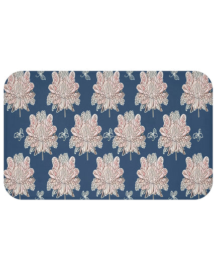 Rose White Floral Butterflies 34" x 21" Bath Mat