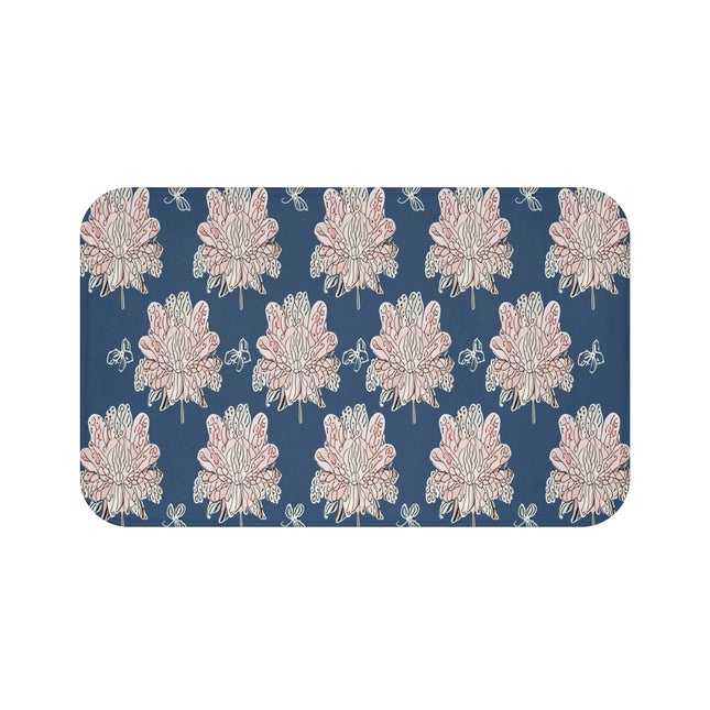 Rose White Floral Butterflies 34" x 21" Bath Mat