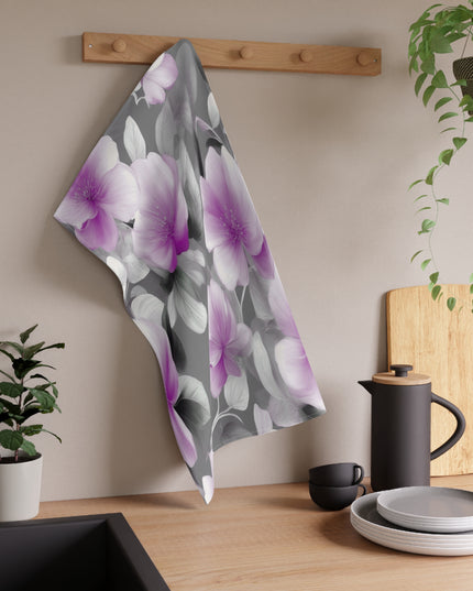 Purple Blossom Floral Bunch Tea Towels (cotton, poly), 18" x "30