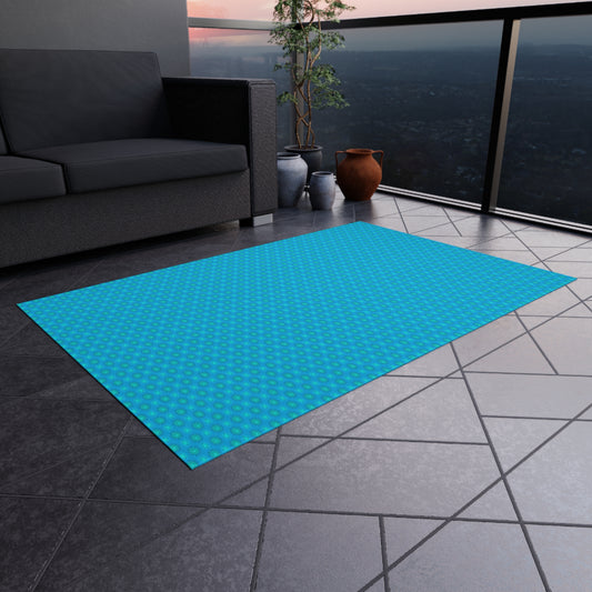 Light Blue Star-crossed Bodies Outdoor Rug, 48" x 72"