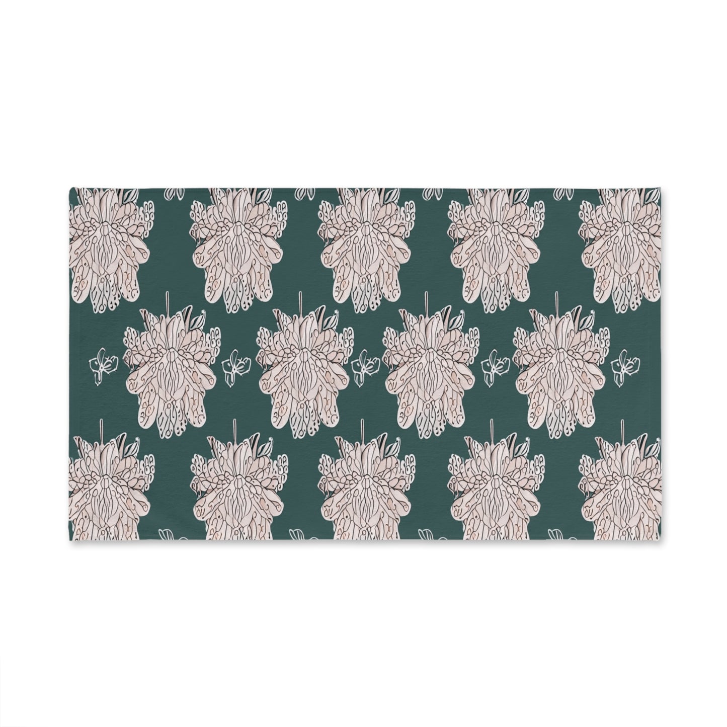 Soft White Floral Butterflies Hand Towel, 16" x 28"