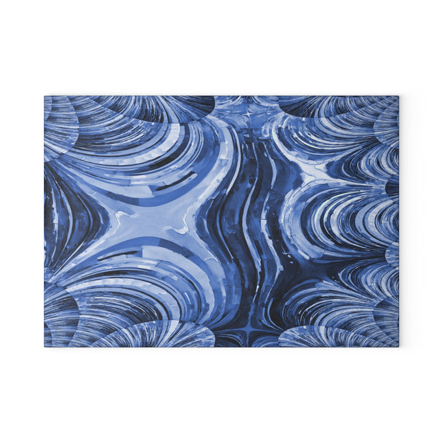 Uzi Spiral Deep Blue Pastel 8" x 11" Glass Cutting Board