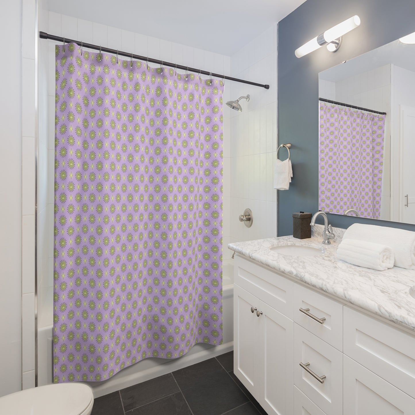 Magenta Star-crossed Bodies Shower Curtain, 71" x 74"