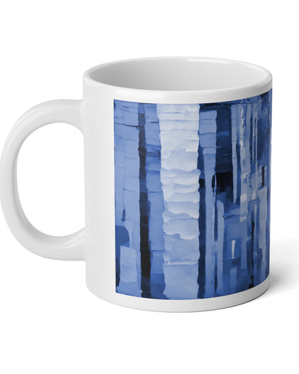 Striped Deep Blue 20 oz White Glossy Jumbo Mug