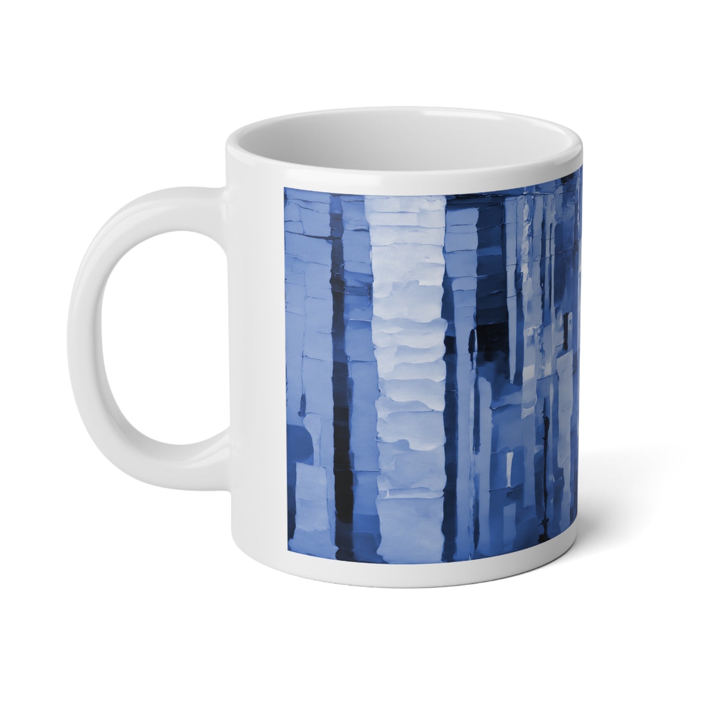 Striped Deep Blue 20 oz White Glossy Jumbo Mug